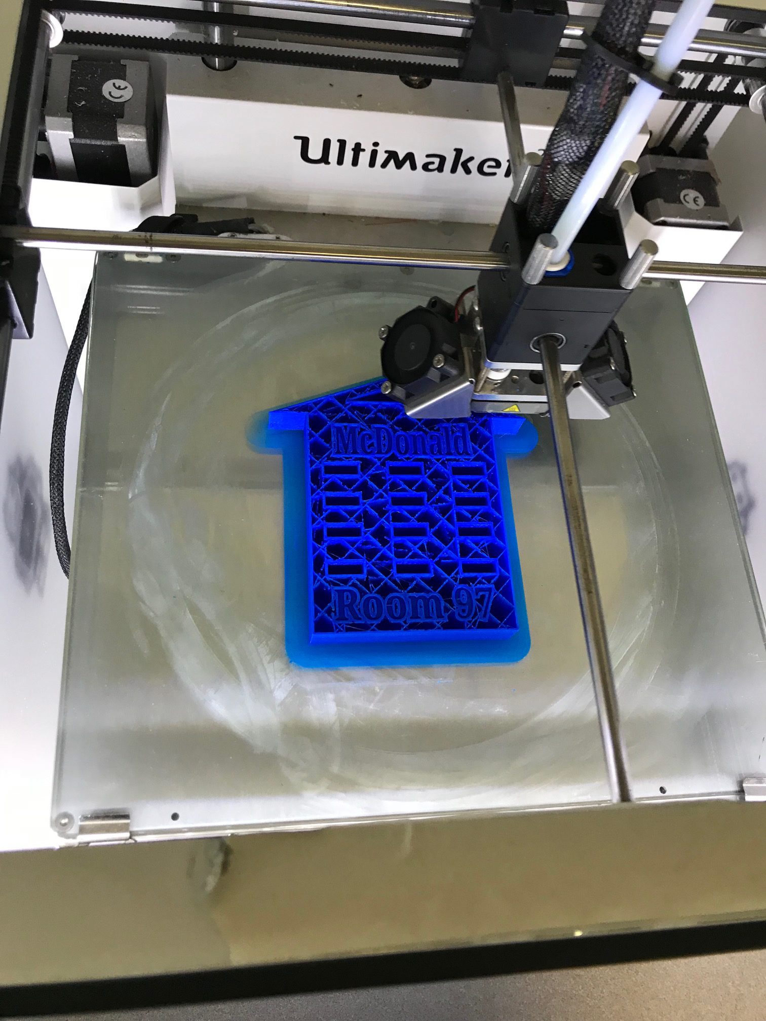 The 3D print of the USB holder in progress